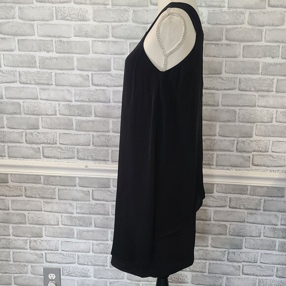 Theory Lylin Black 100% Silk Double Georgette Sleeveless Layered Mini Dress 6 - Picture 3 of 10